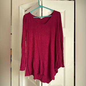 Long Sleeve Red V Neck Tunic (White House Black Market) Size M